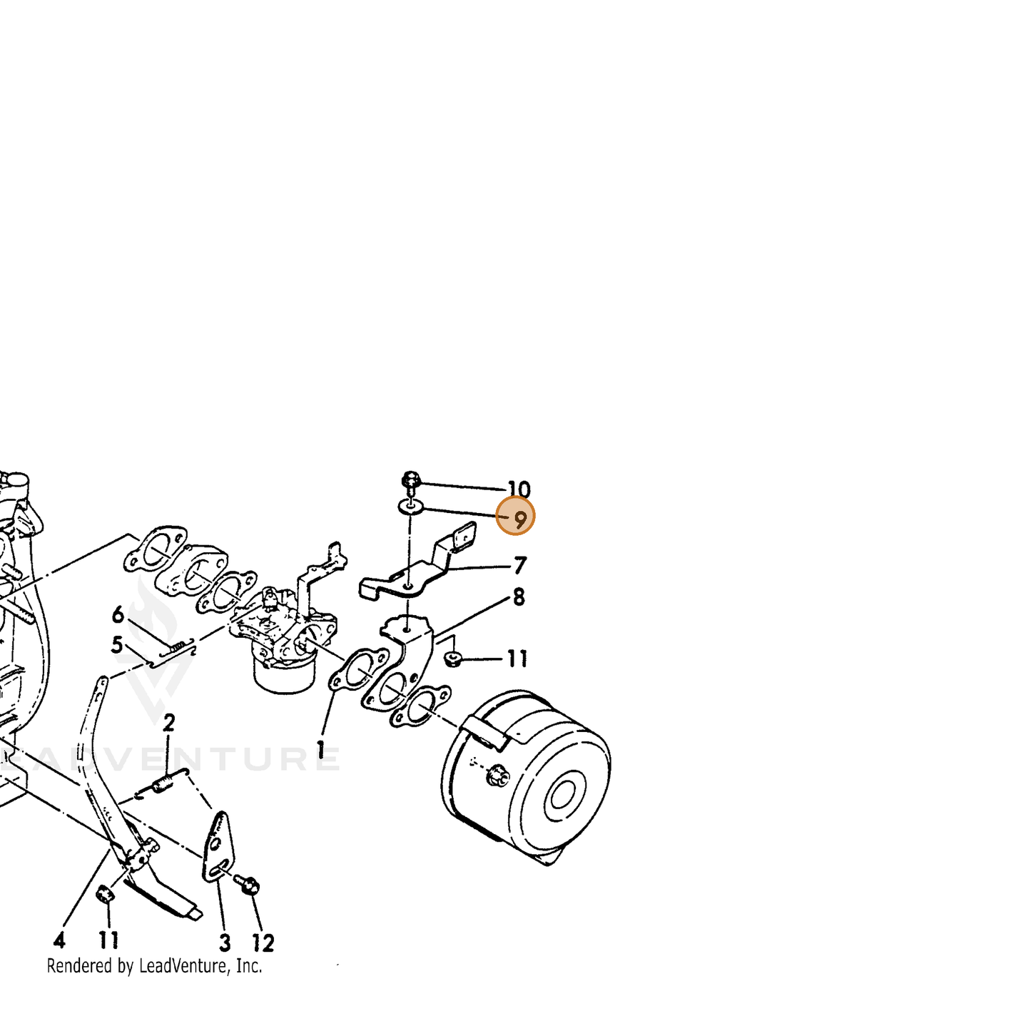 ECHO part Y16067066350 — IPL diagram snippet (6x zoom, amber highlight)