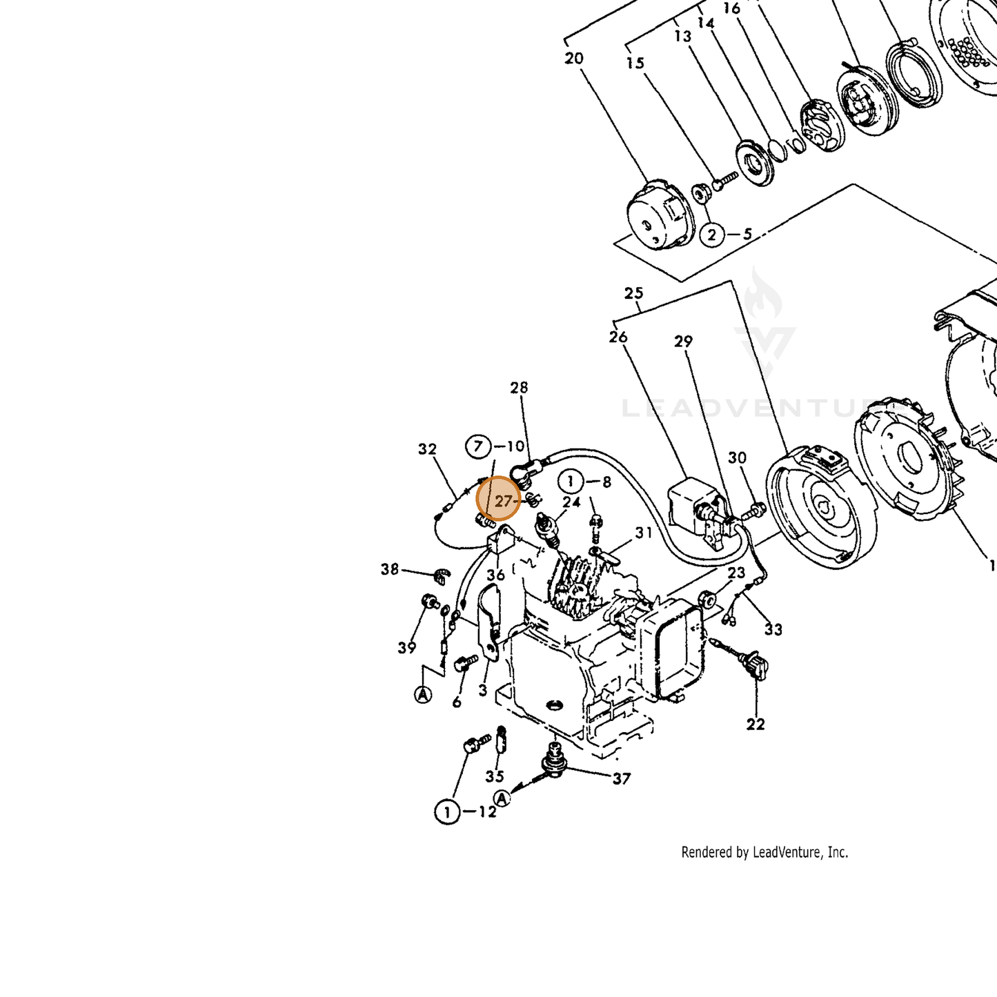ECHO part Y16070078050 — IPL diagram snippet (6x zoom, amber highlight)