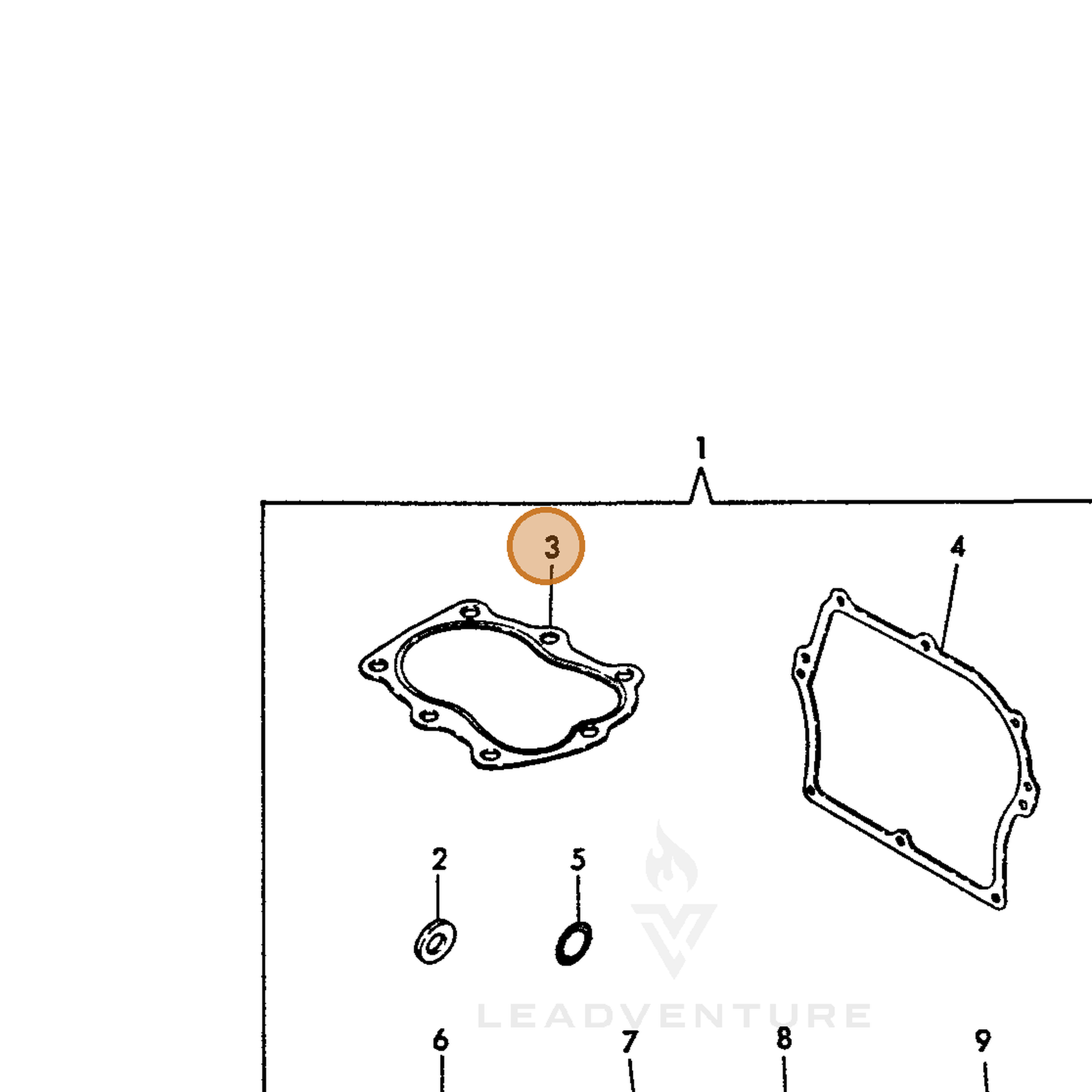 ECHO part Y16071001330 — IPL diagram snippet (6x zoom, amber highlight)