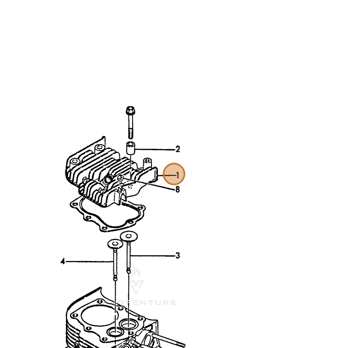 ECHO part Y16071011010 — IPL diagram snippet (6x zoom, amber highlight)