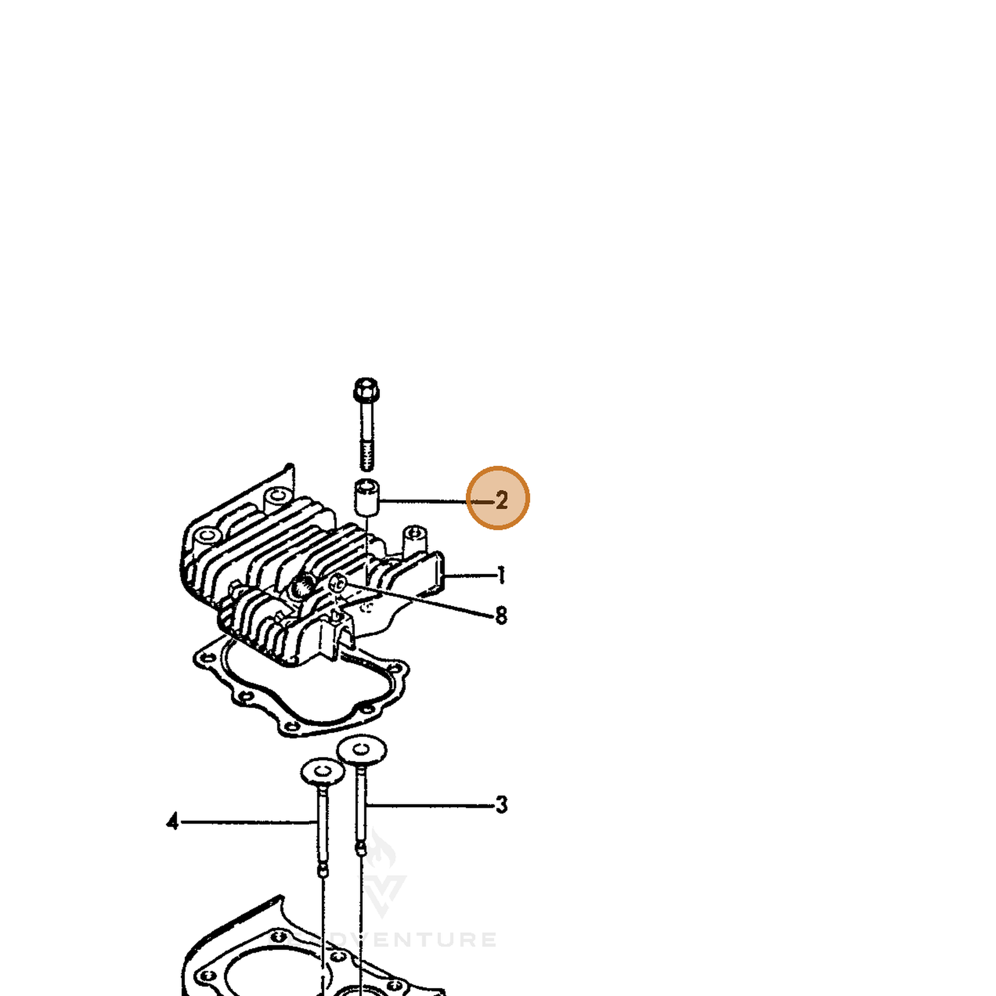 ECHO part Y16071011050 — IPL diagram snippet (6x zoom, amber highlight)