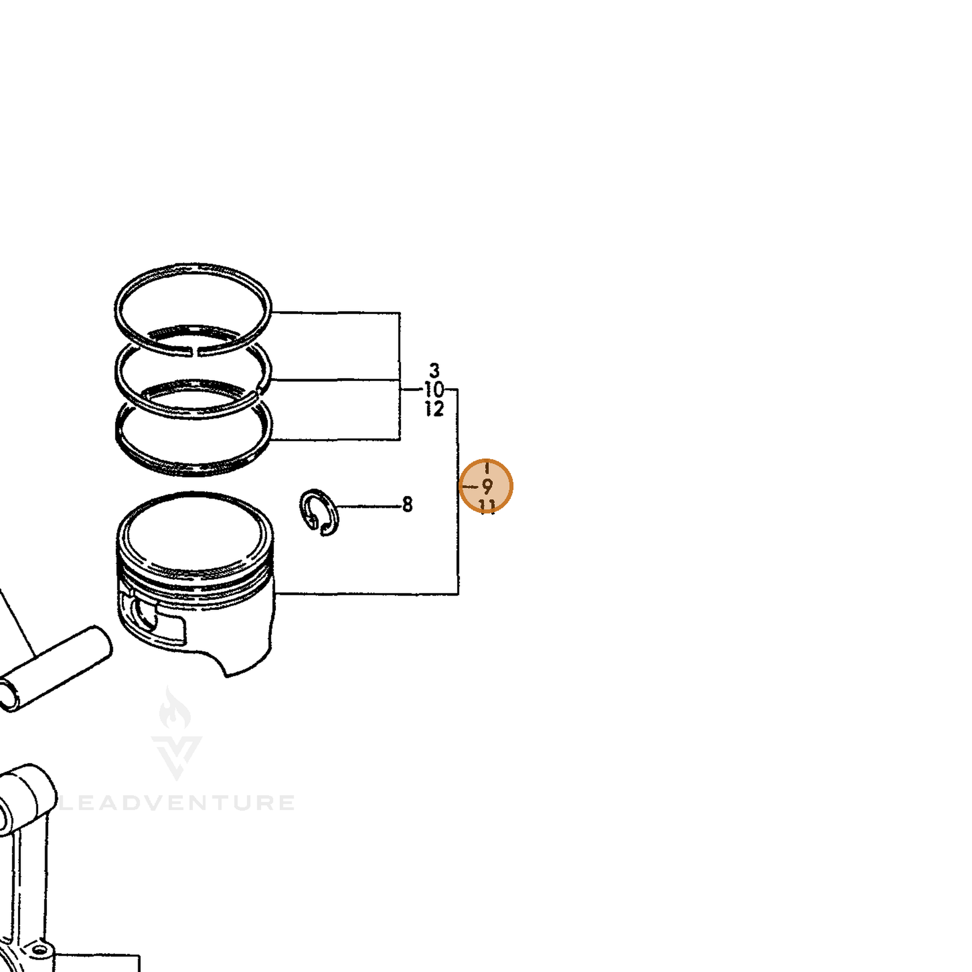 ECHO part Y16071022470 — IPL diagram snippet (6x zoom, amber highlight)