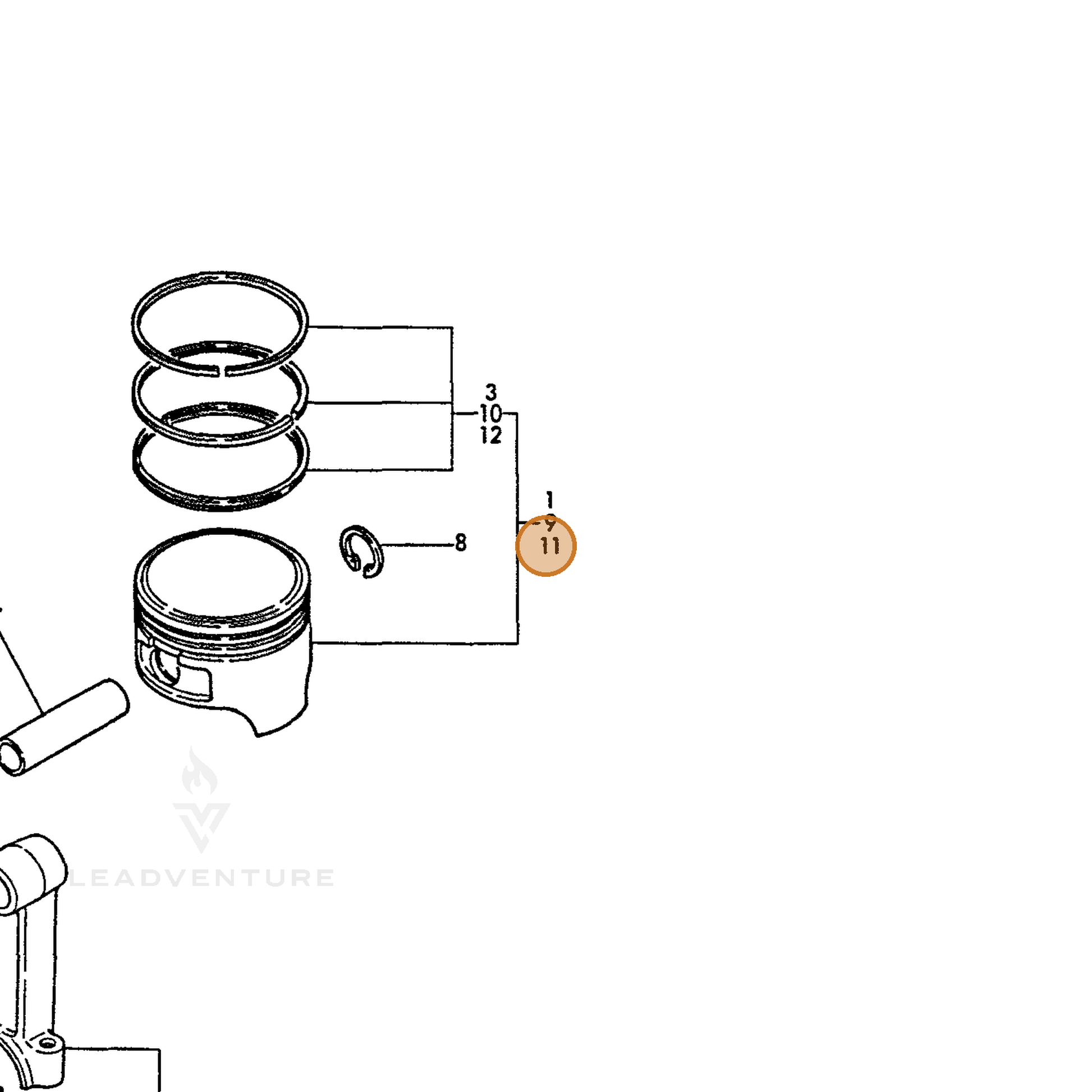 ECHO part Y16071022480 — IPL diagram snippet (6x zoom, amber highlight)