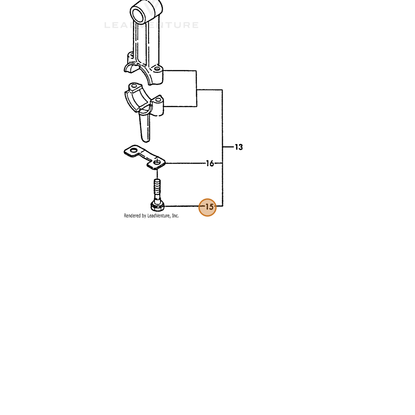 ECHO part Y16071023200 — IPL diagram snippet (6x zoom, amber highlight)