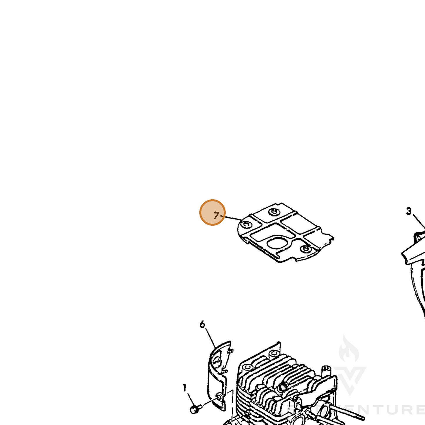 ECHO part Y16071045250 — IPL diagram snippet (6x zoom, amber highlight)
