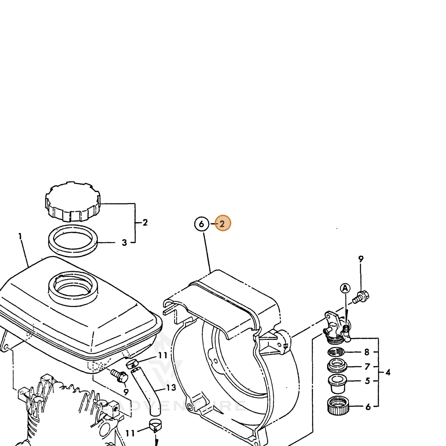 ECHO part Y16071055060 — IPL diagram snippet (6x zoom, amber highlight)