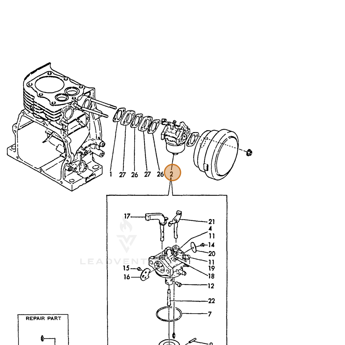 ECHO part Y16071056010 — IPL diagram snippet (6x zoom, amber highlight)