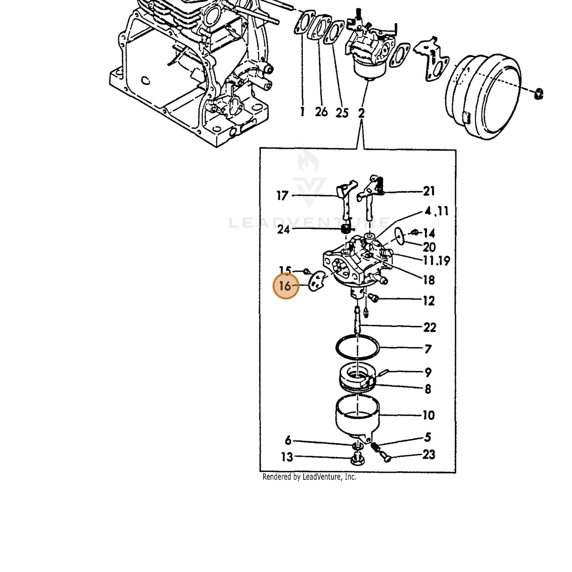 ECHO part Y16071056680 — IPL diagram snippet (6x zoom, amber highlight)