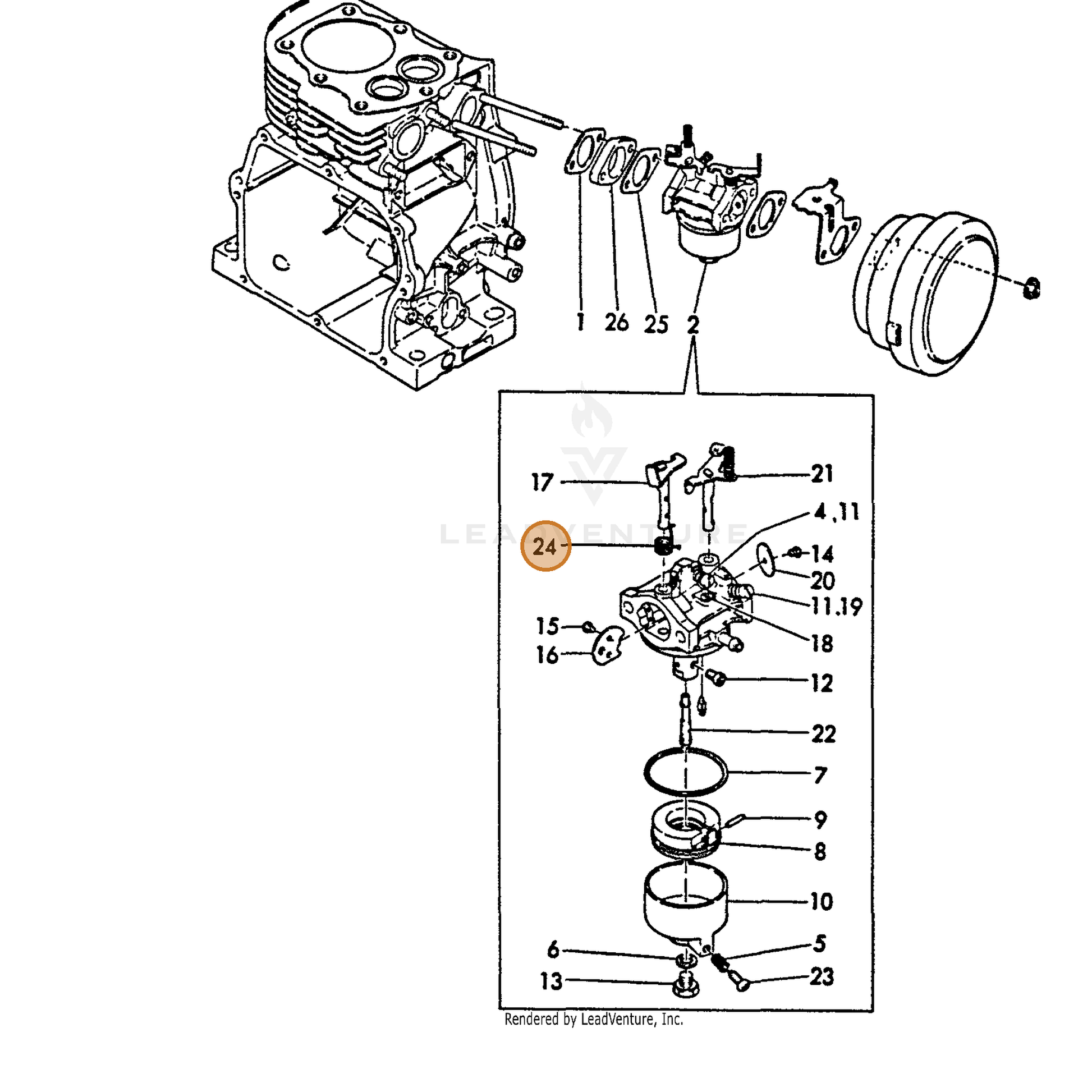 ECHO part Y16071056720 — IPL diagram snippet (6x zoom, amber highlight)