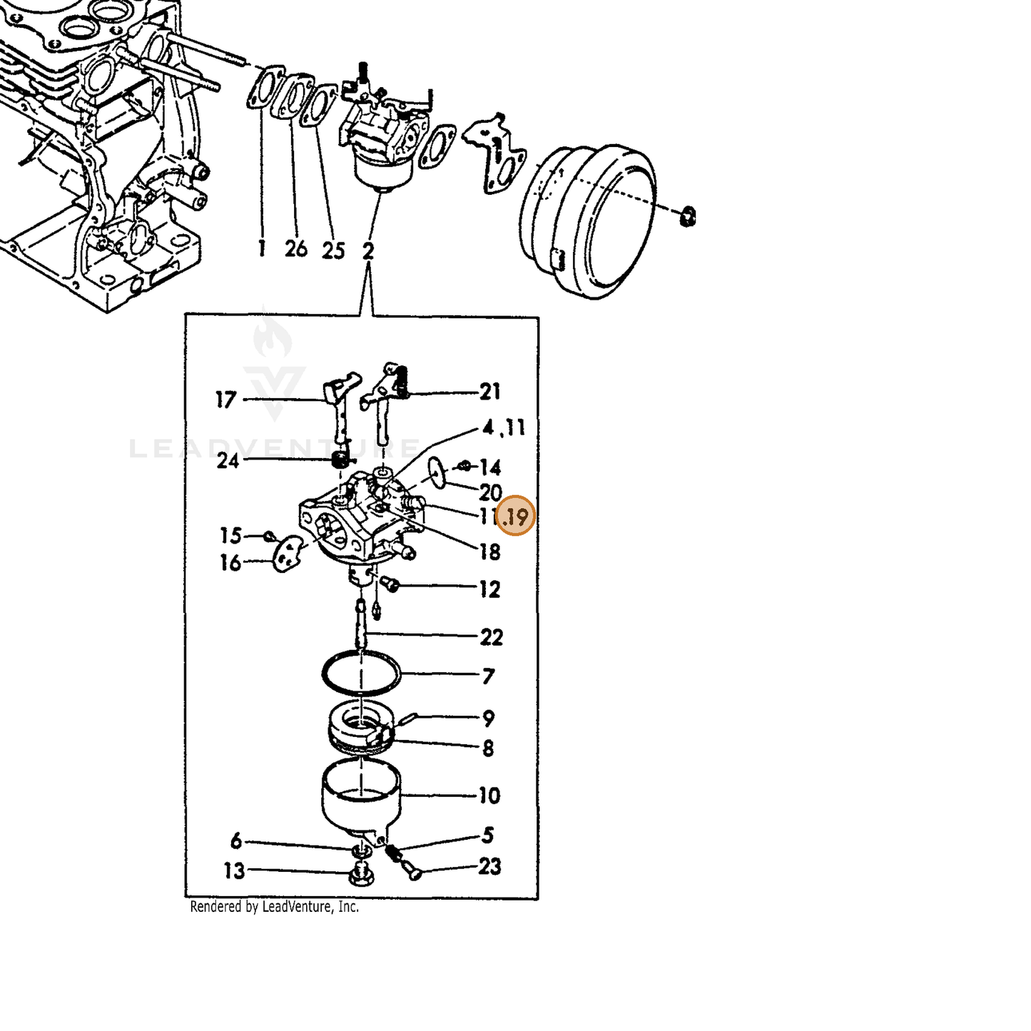 ECHO part Y16071056751 — IPL diagram snippet (6x zoom, amber highlight)