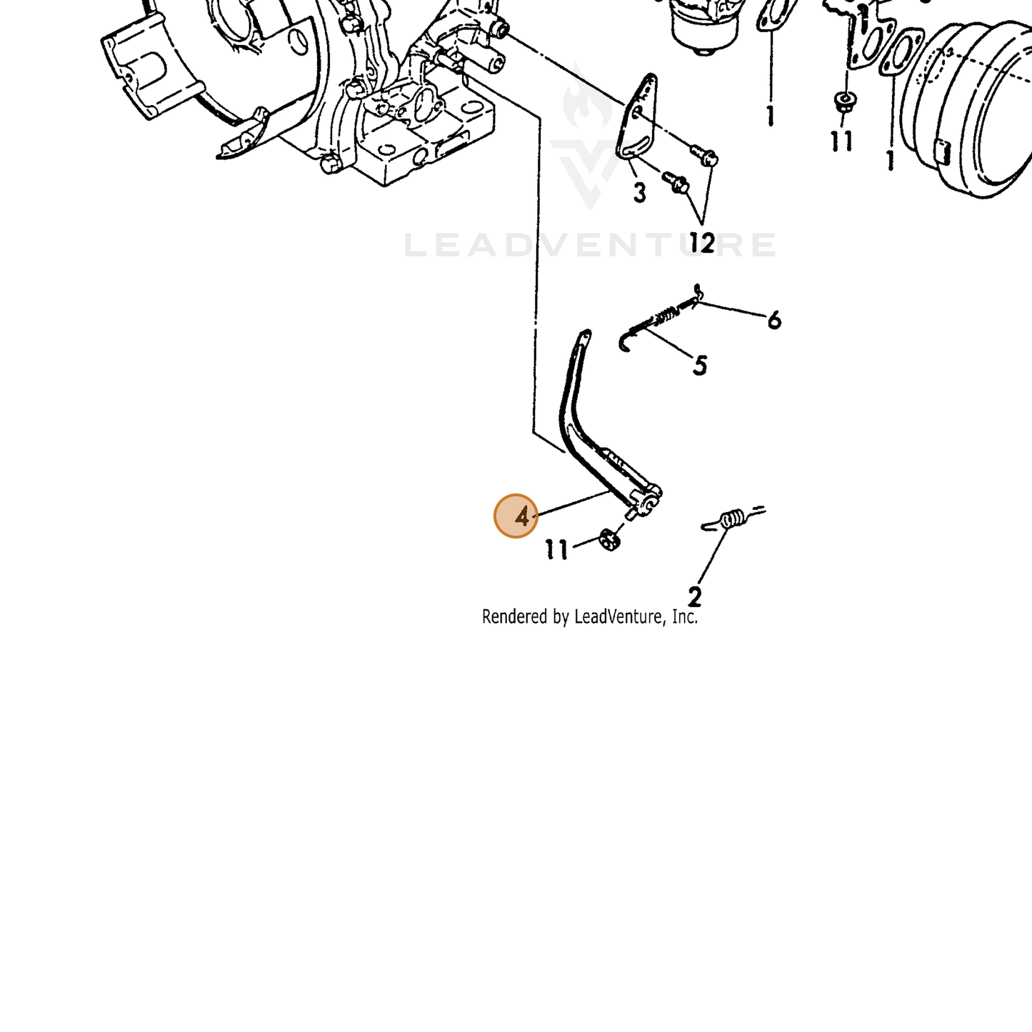 ECHO part Y16071066151 — IPL diagram snippet (6x zoom, amber highlight)