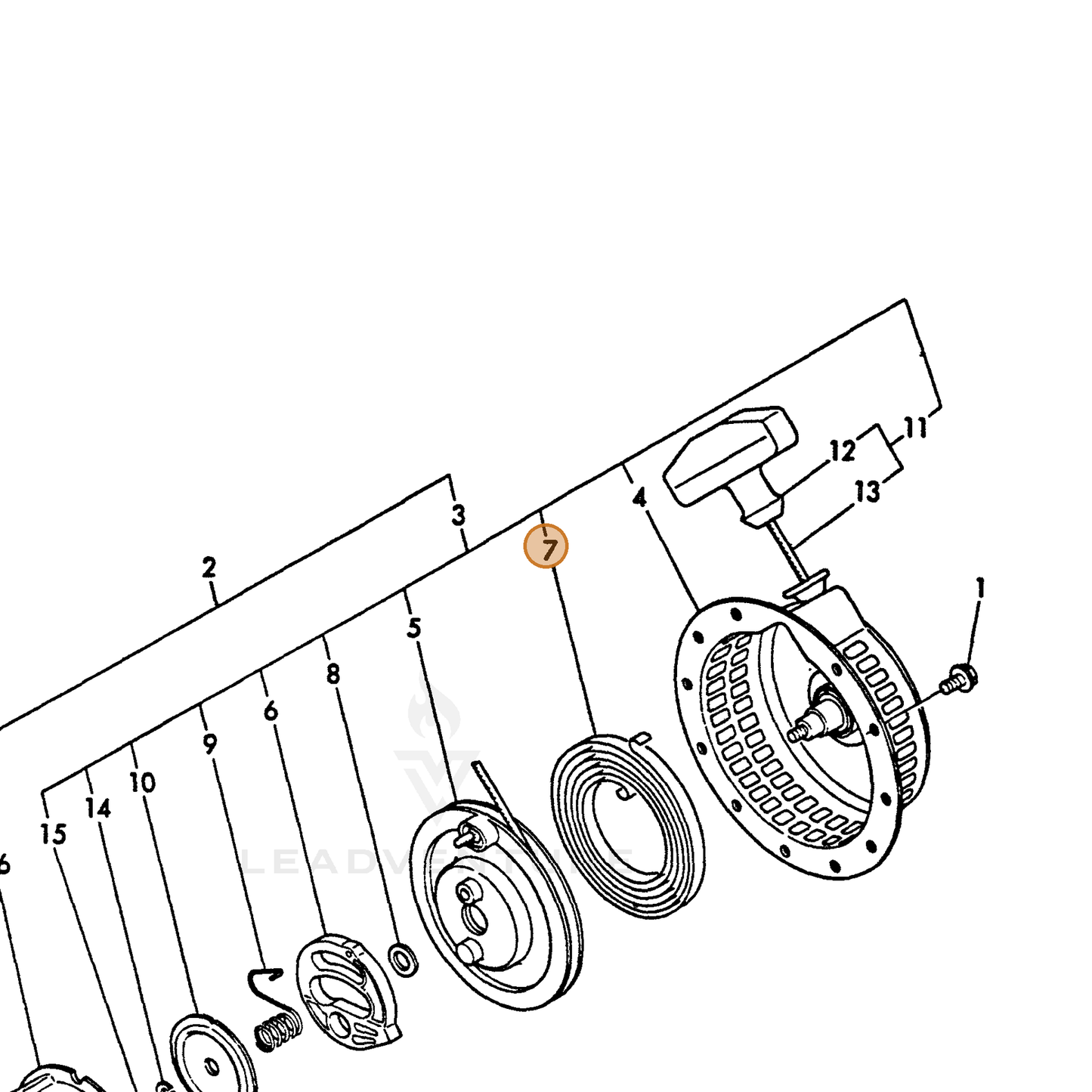 ECHO part Y16071076540 — IPL diagram snippet (6x zoom, amber highlight)