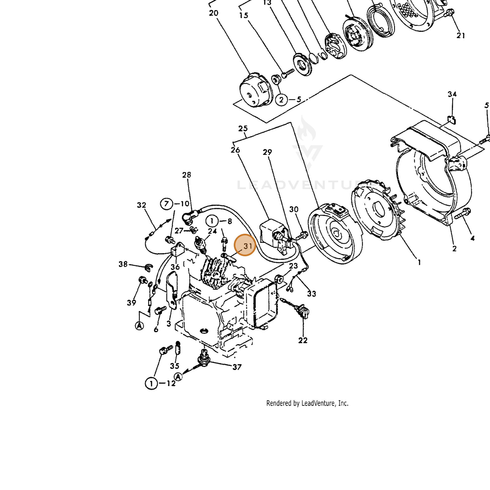 ECHO part Y16071078710 — IPL diagram snippet (6x zoom, amber highlight)