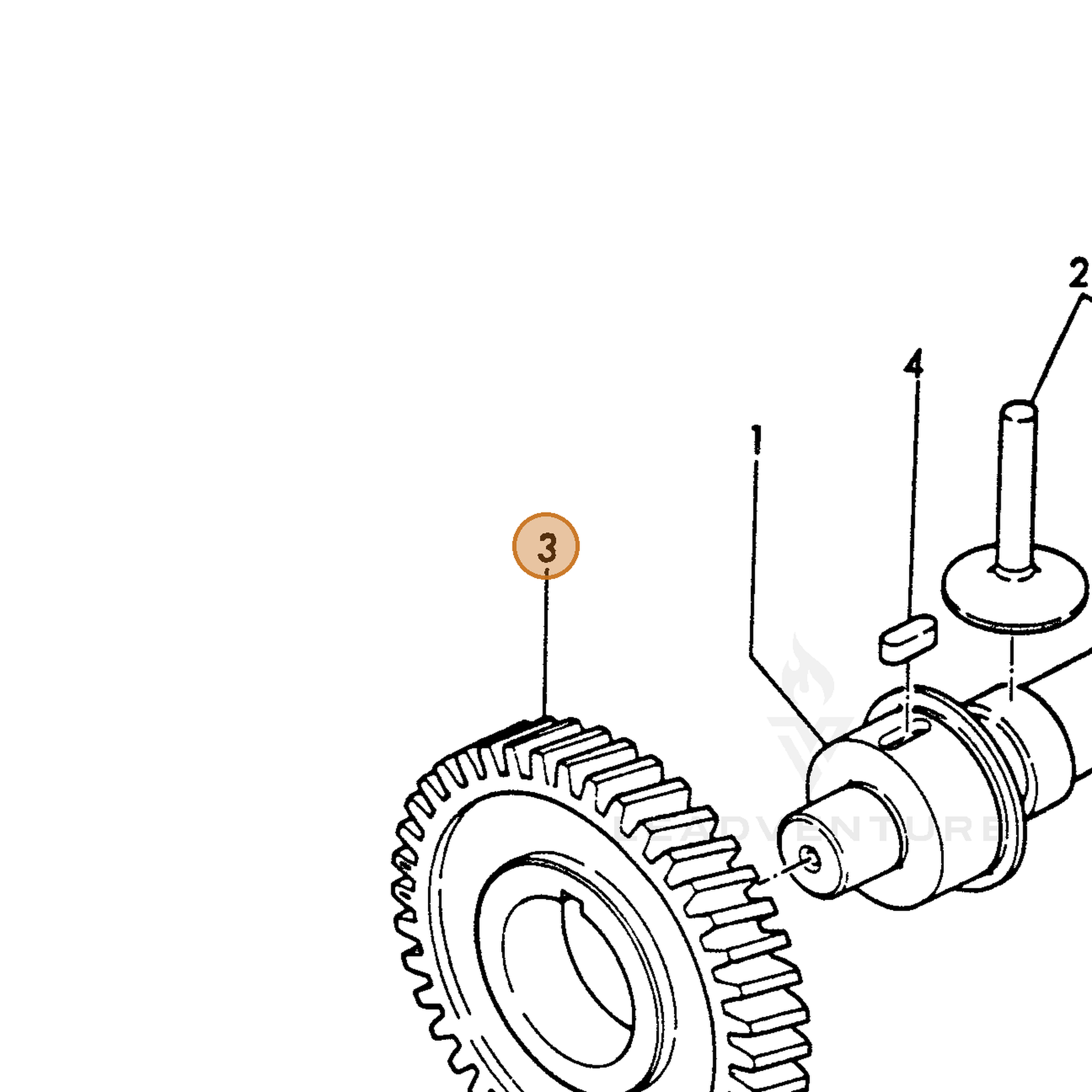 ECHO part Y16071095010 — IPL diagram snippet (6x zoom, amber highlight)