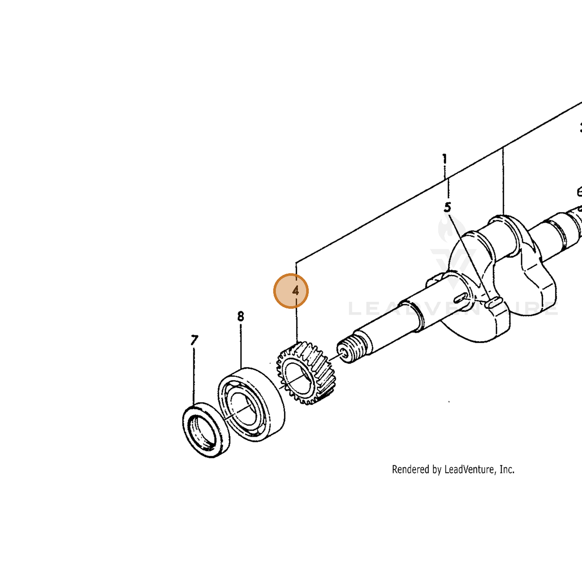 ECHO part Y16071095020 — IPL diagram snippet (6x zoom, amber highlight)