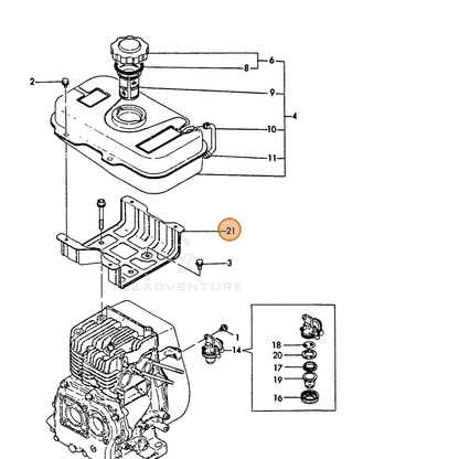 ECHO part Y16074055750 — IPL diagram snippet (6x zoom, amber highlight)