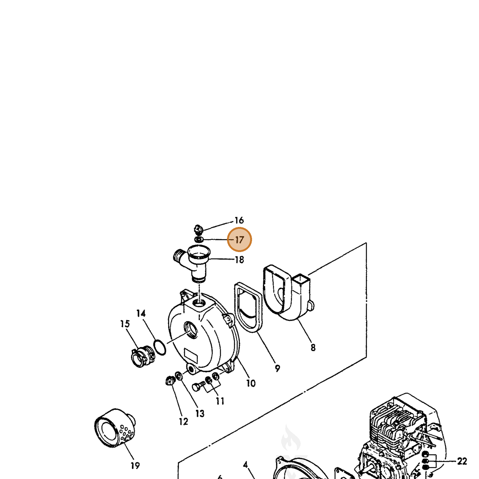 ECHO part Y16074095270 — IPL diagram snippet (6x zoom, amber highlight)