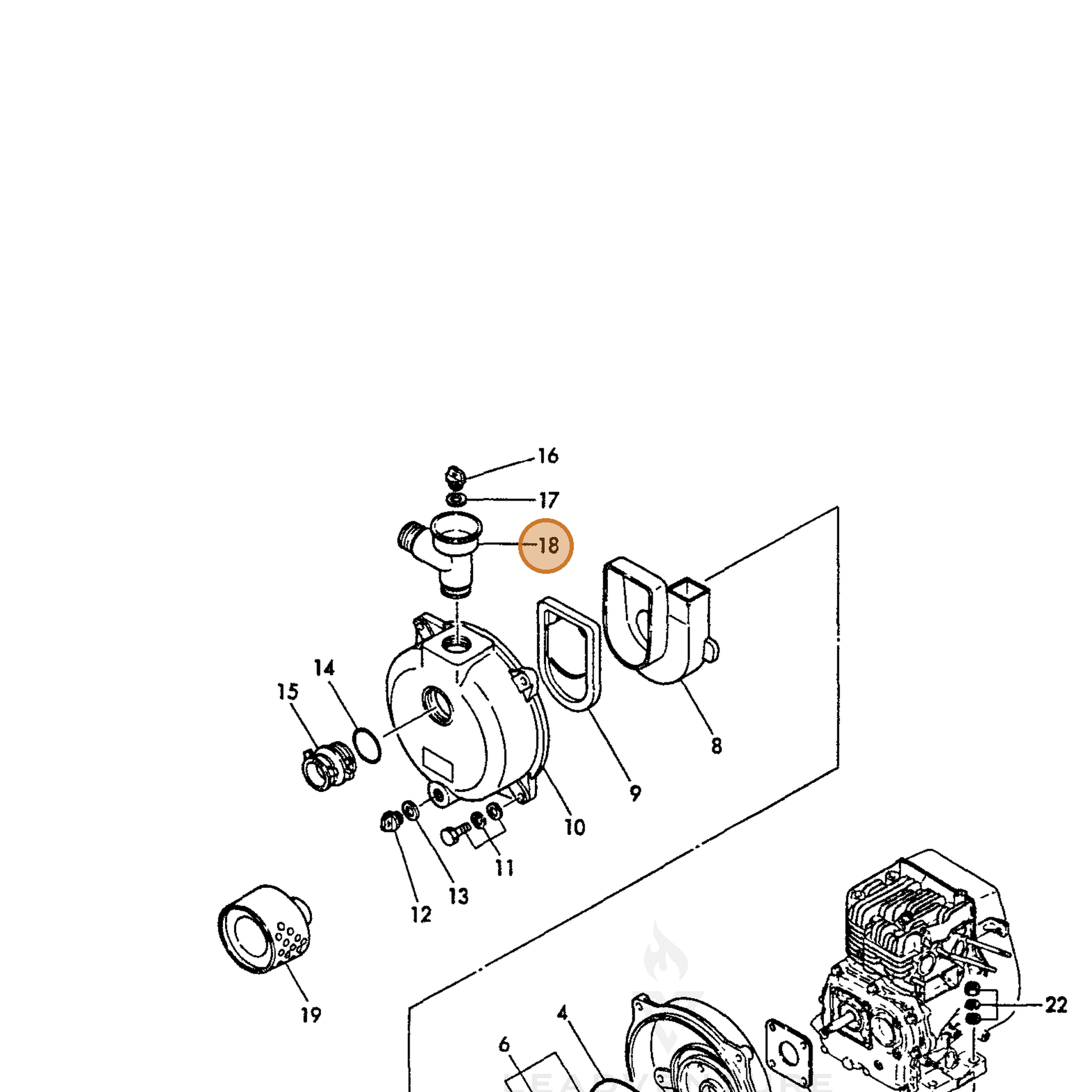 ECHO part Y16074095280 — IPL diagram snippet (6x zoom, amber highlight)