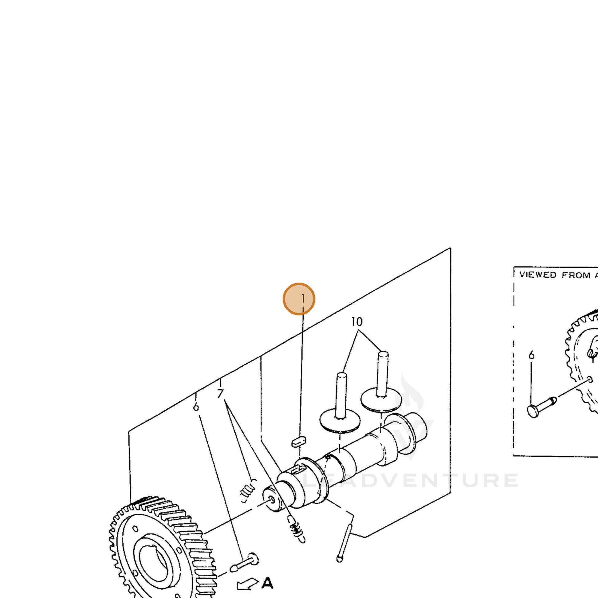 ECHO part Y16075914110 — IPL diagram snippet (6x zoom, amber highlight)