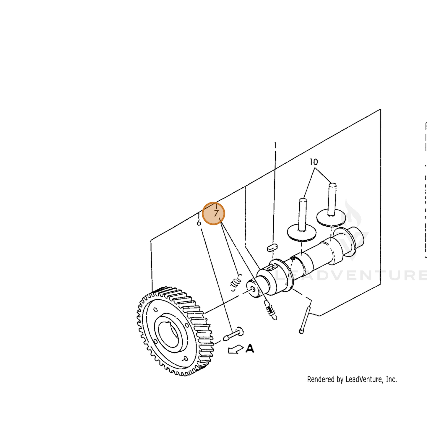 ECHO part Y16075914560 — IPL diagram snippet (6x zoom, amber highlight)