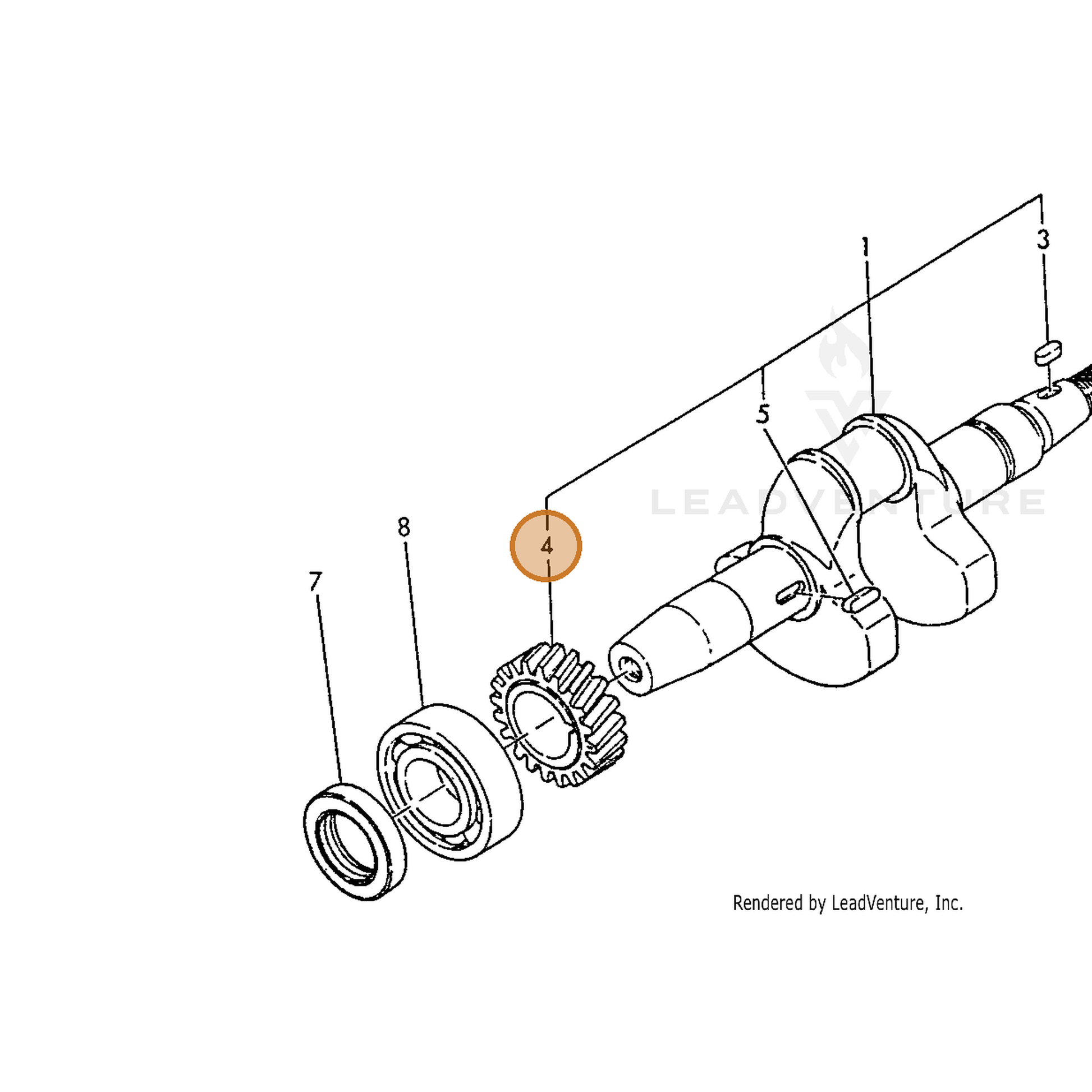 ECHO part Y16075921200 — IPL diagram snippet (6x zoom, amber highlight)