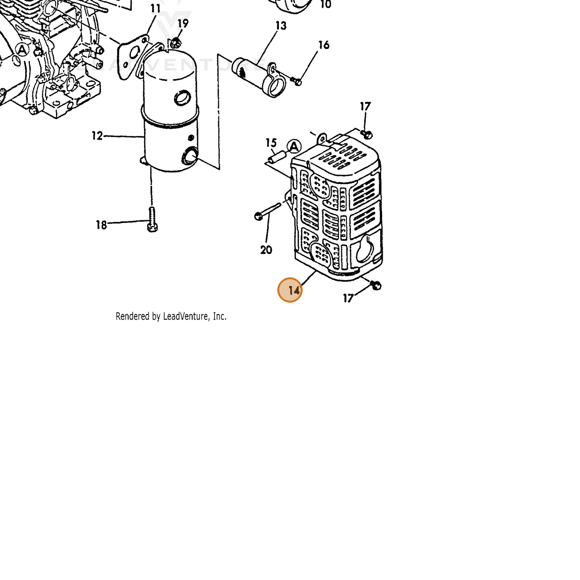 ECHO part Y16077013810 — IPL diagram snippet (6x zoom, amber highlight)