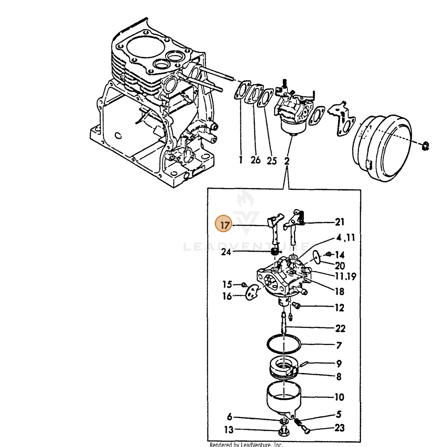 ECHO part Y16077056690 — IPL diagram snippet (6x zoom, amber highlight)