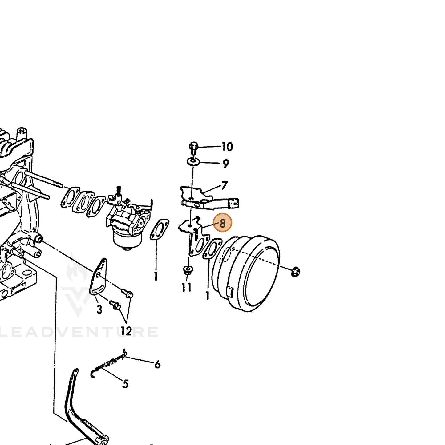ECHO part Y16077066330 — IPL diagram snippet (6x zoom, amber highlight)