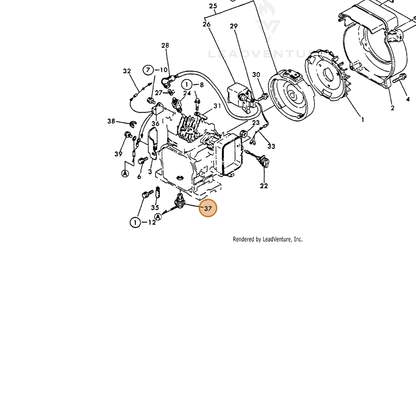 ECHO part Y16077078820 — IPL diagram snippet (6x zoom, amber highlight)