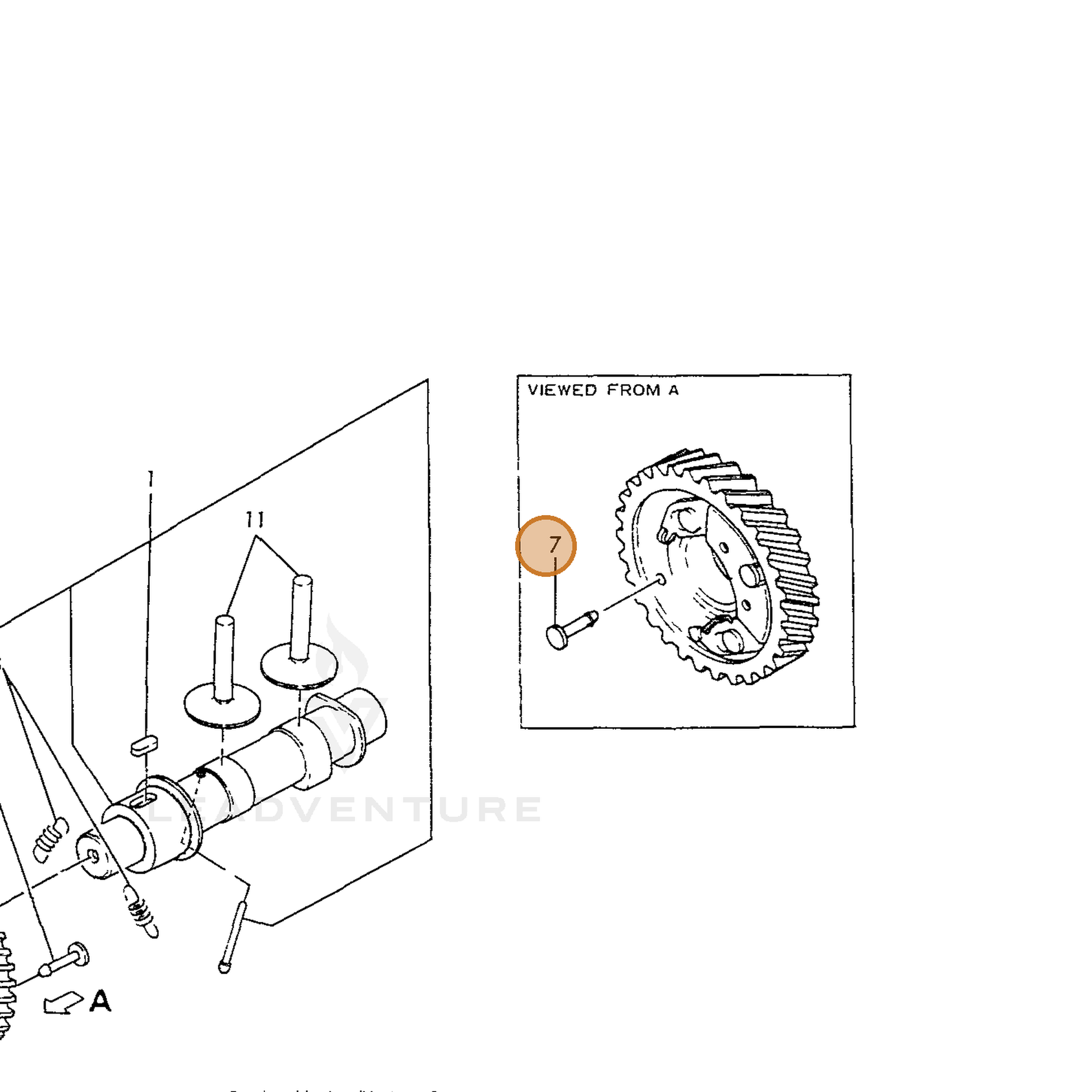 ECHO part Y16081014550 — IPL diagram snippet (6x zoom, amber highlight)