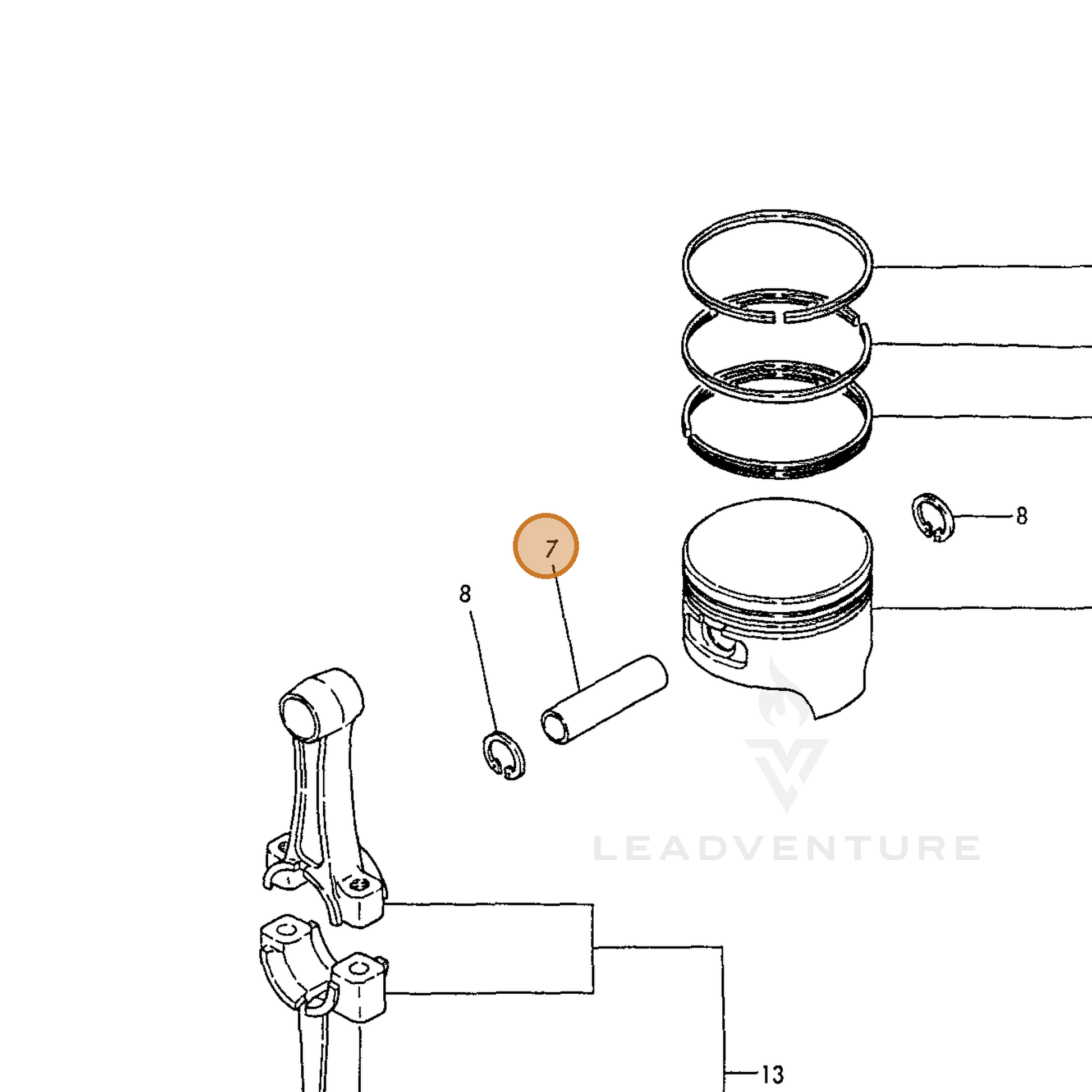 ECHO part Y16081022300 — IPL diagram snippet (6x zoom, amber highlight)