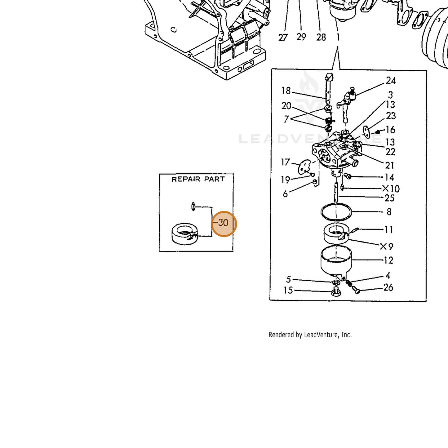 ECHO part Y16081056250 — IPL diagram snippet (6x zoom, amber highlight)