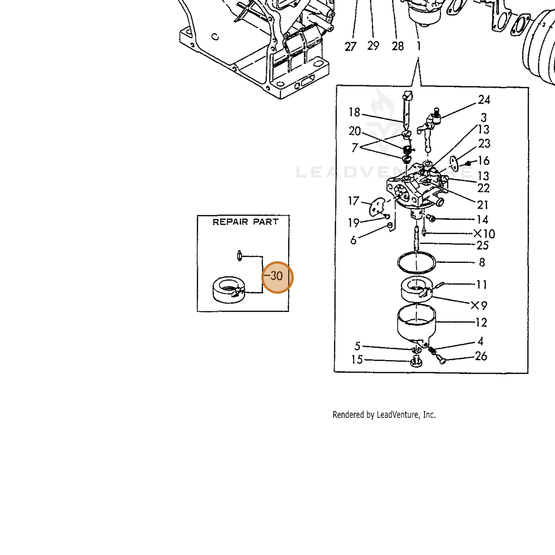 ECHO part Y16081056250 — IPL diagram snippet (6x zoom, amber highlight)