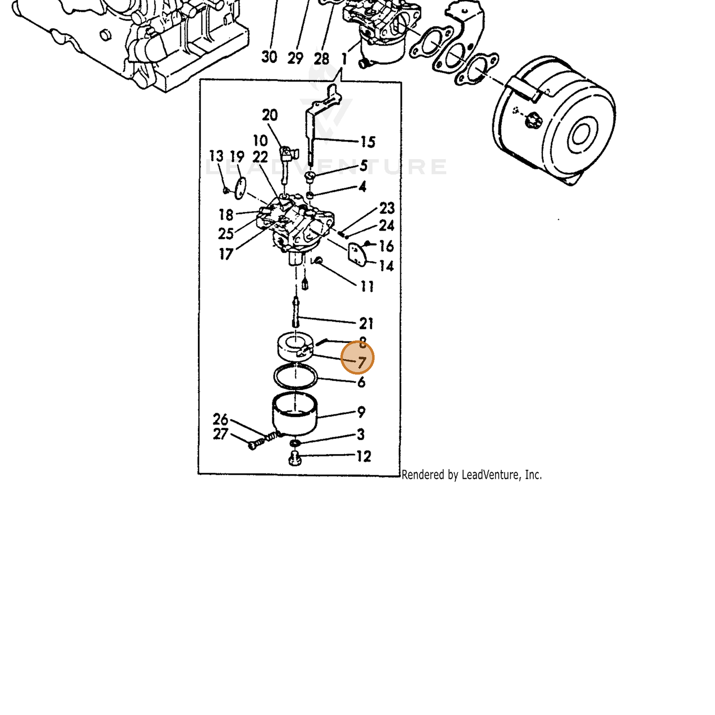 ECHO part Y16081056620 — IPL diagram snippet (6x zoom, amber highlight)