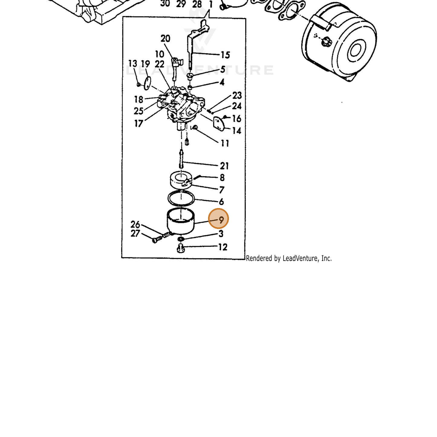 ECHO part Y16081056640 — IPL diagram snippet (6x zoom, amber highlight)