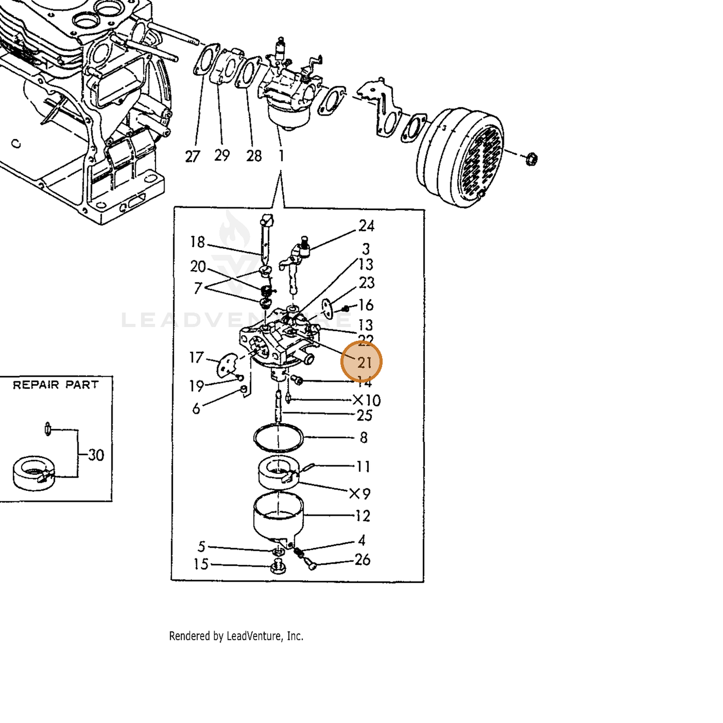 ECHO part Y16081056790 — IPL diagram snippet (6x zoom, amber highlight)