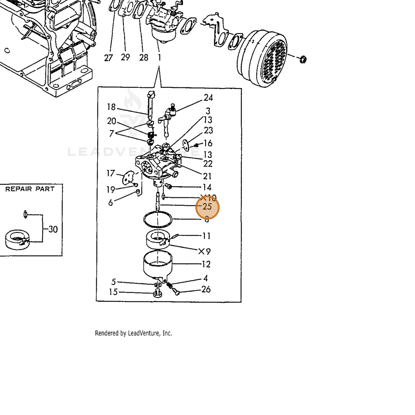 ECHO part Y16081056820 — IPL diagram snippet (6x zoom, amber highlight)