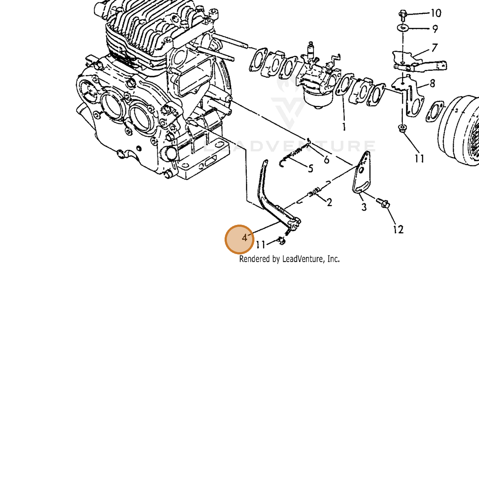 ECHO part Y16081066151 — IPL diagram snippet (6x zoom, amber highlight)
