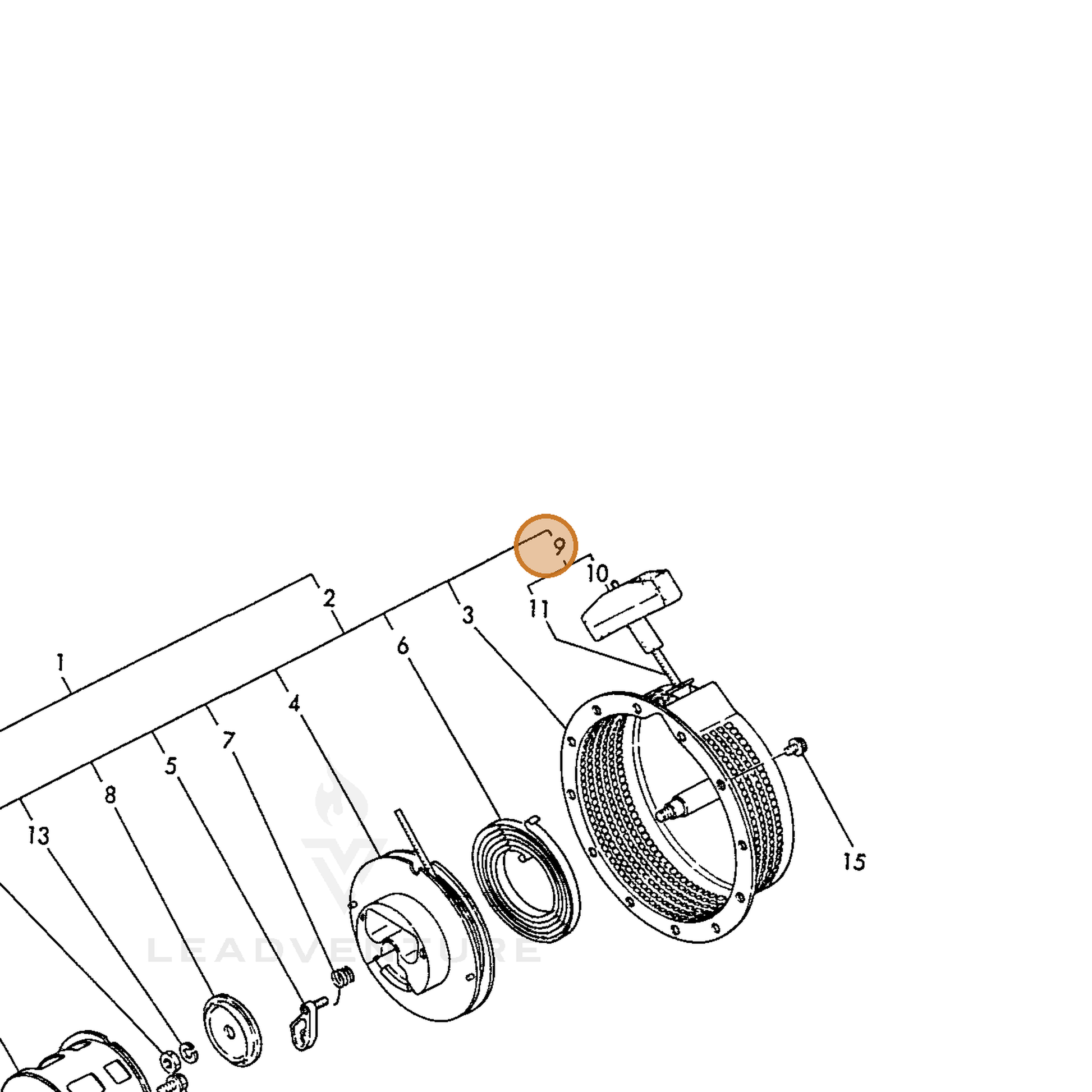 ECHO part Y16081076610 — IPL diagram snippet (6x zoom, amber highlight)