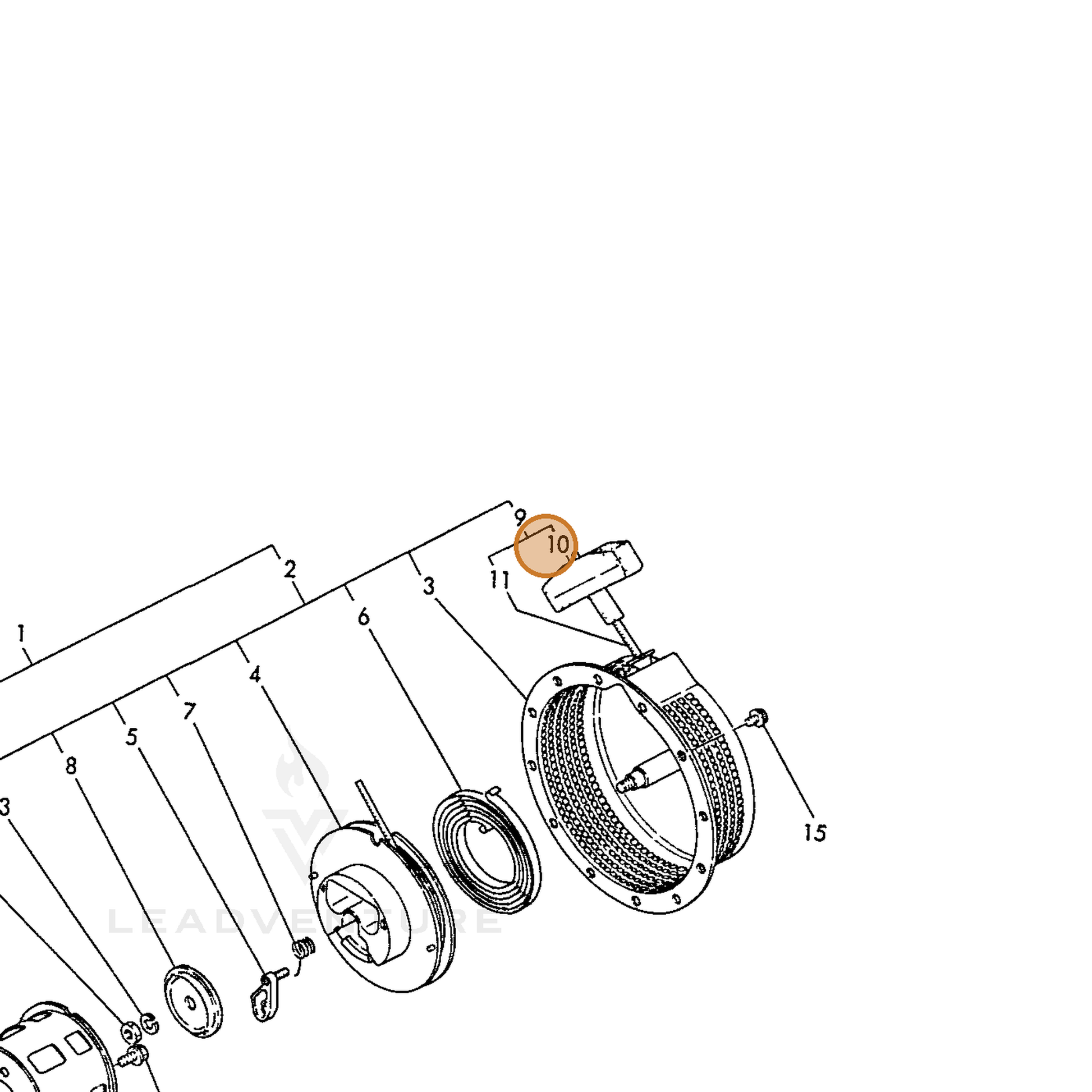 ECHO part Y16081076620 — IPL diagram snippet (6x zoom, amber highlight)