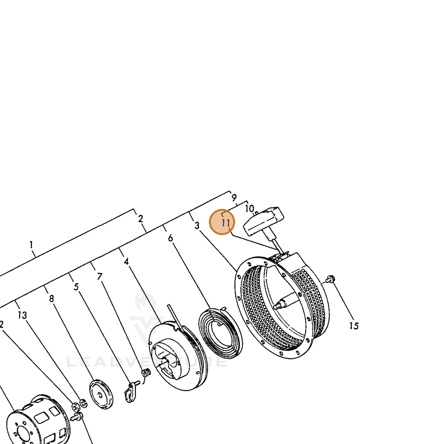 ECHO part Y16081076630 — IPL diagram snippet (6x zoom, amber highlight)