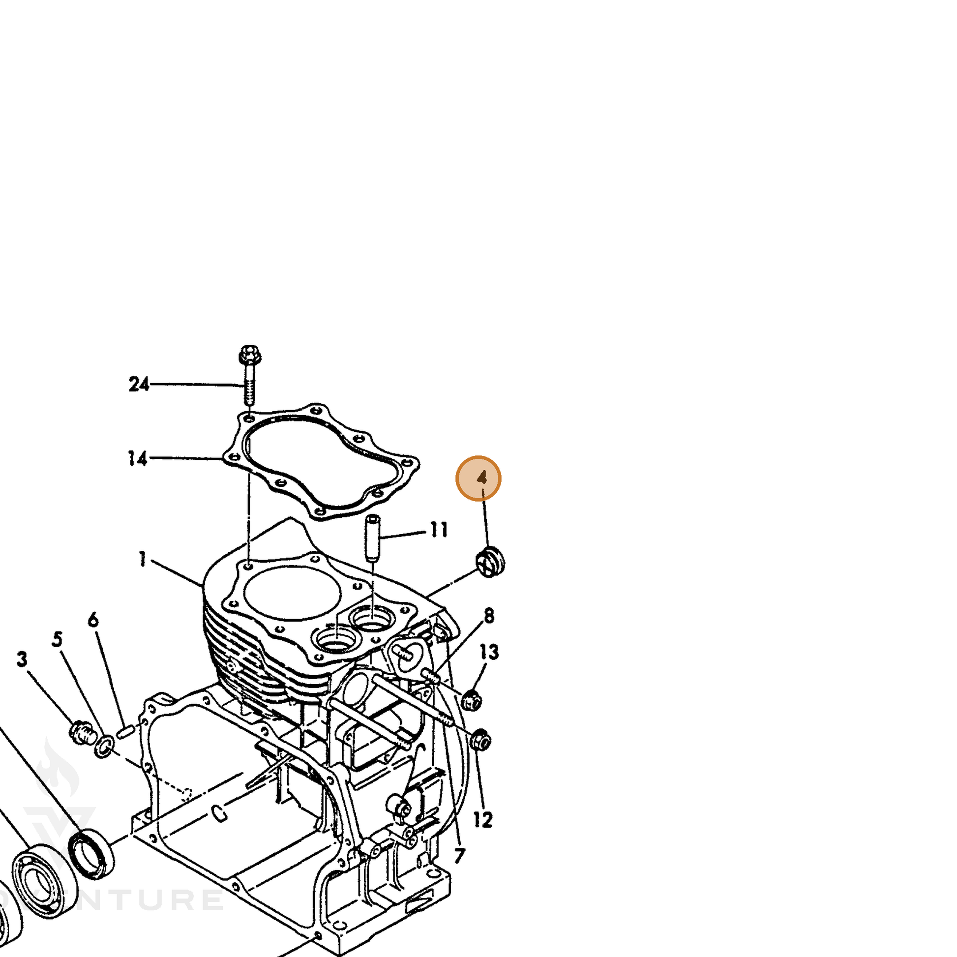 ECHO part Y16082001950 — IPL diagram snippet (6x zoom, amber highlight)