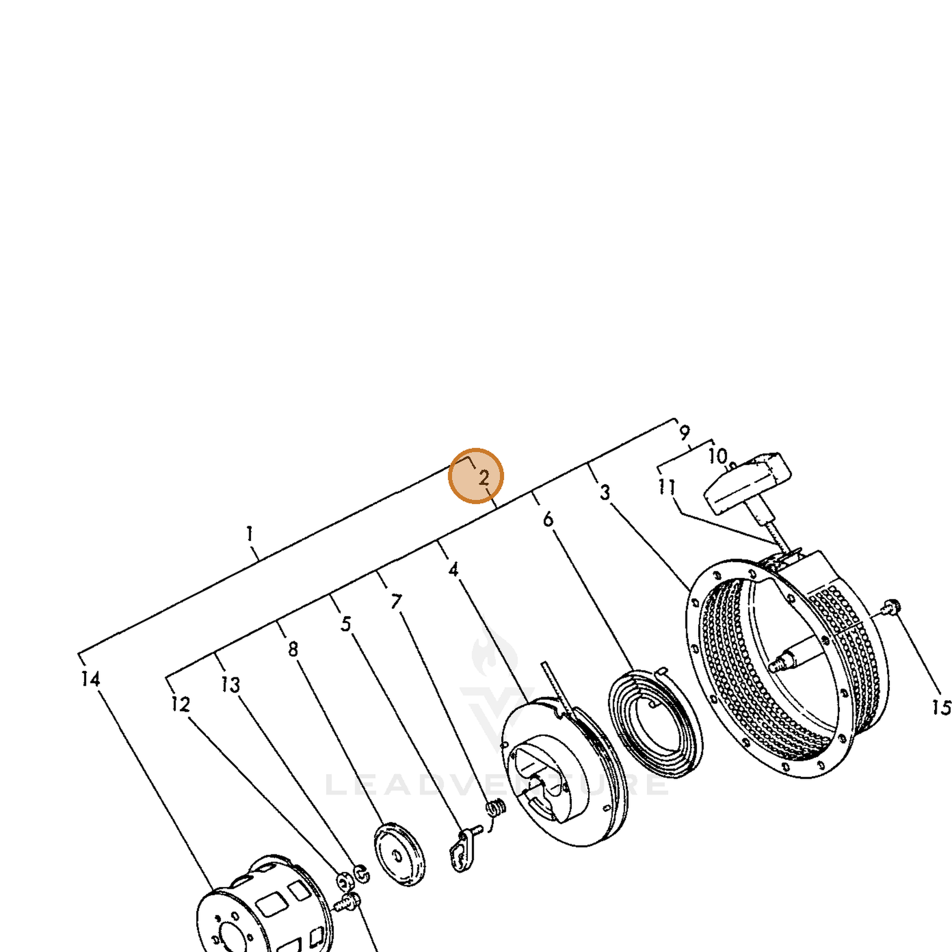 ECHO part Y16084076250 — IPL diagram snippet (6x zoom, amber highlight)