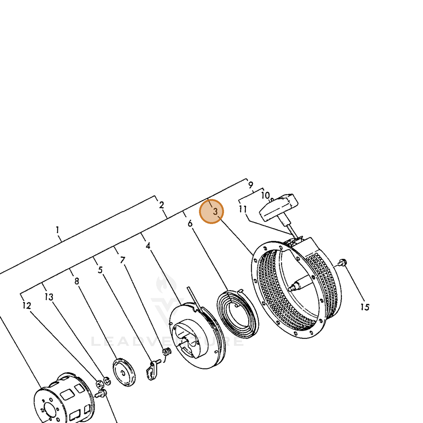 ECHO part Y16084076510 — IPL diagram snippet (6x zoom, amber highlight)