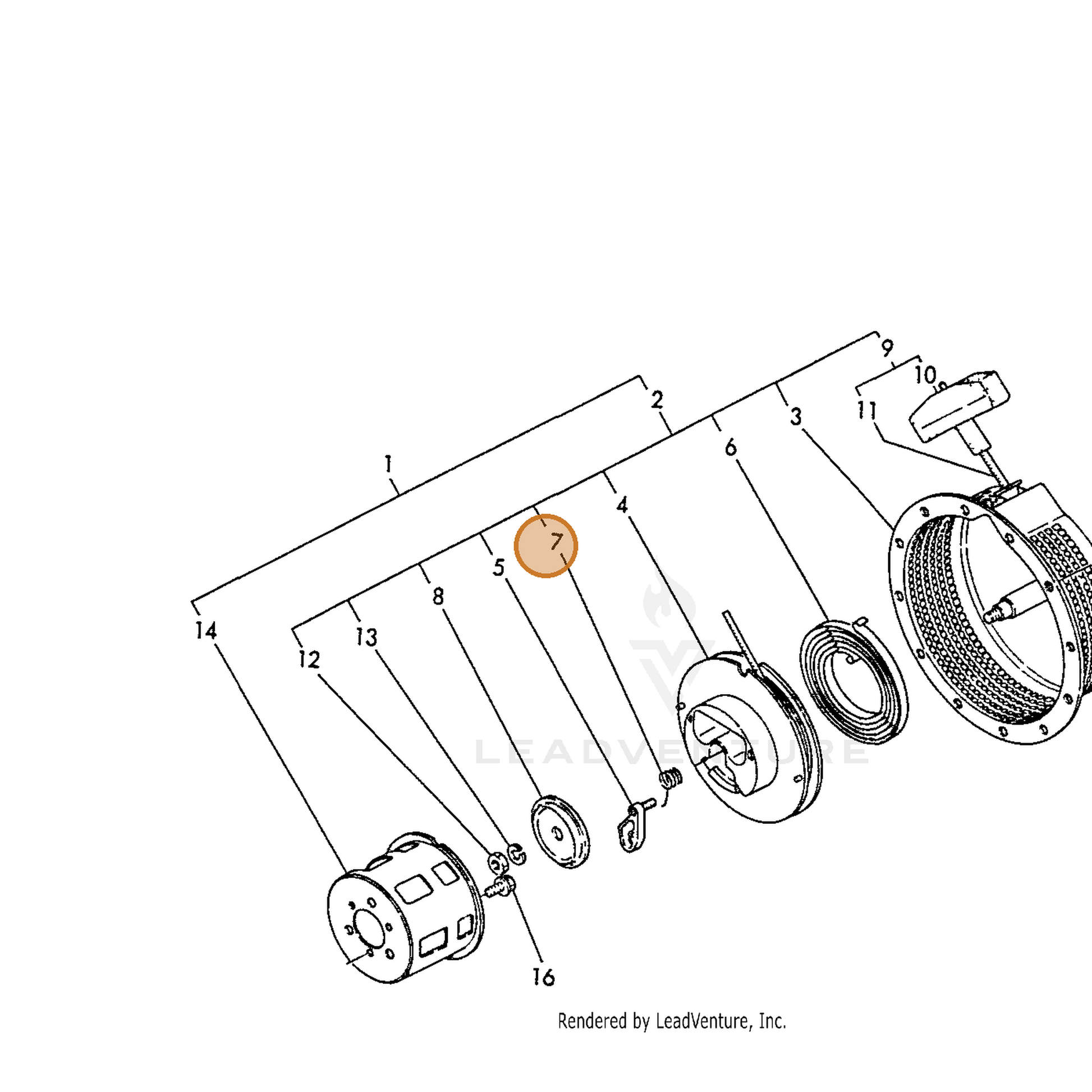 ECHO part Y16084076560 — IPL diagram snippet (6x zoom, amber highlight)