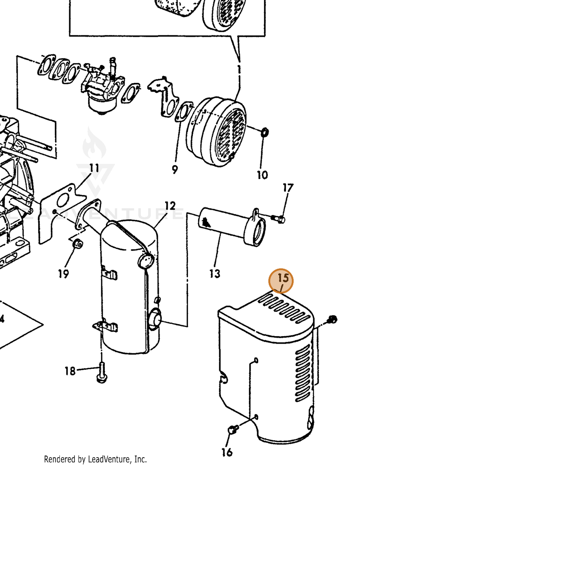ECHO part Y16087013810 — IPL diagram snippet (6x zoom, amber highlight)