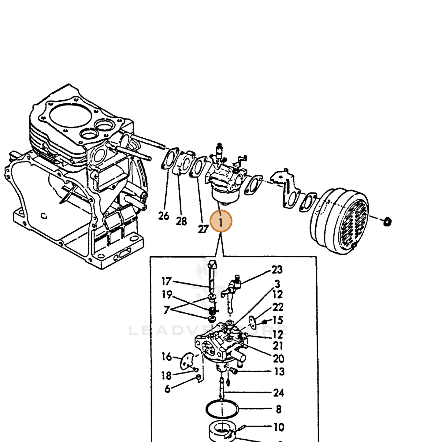 ECHO part Y16087056010 — IPL diagram snippet (6x zoom, amber highlight)