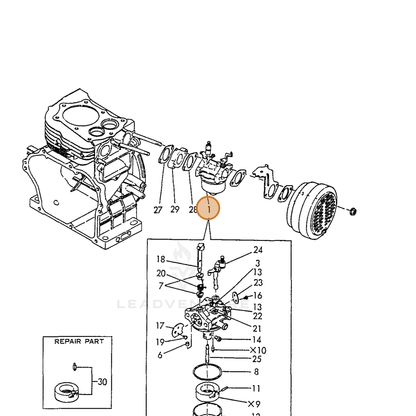 ECHO part Y16087056020 — IPL diagram snippet (6x zoom, amber highlight)