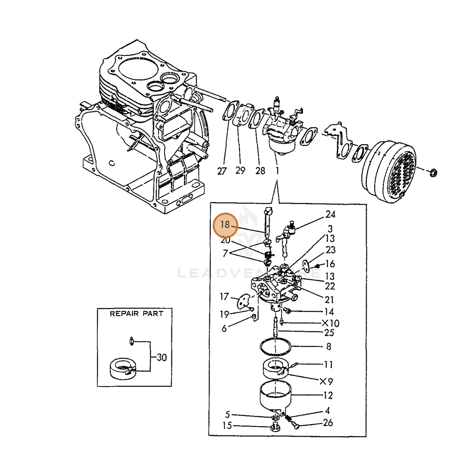 ECHO part Y16087056700 — IPL diagram snippet (6x zoom, amber highlight)