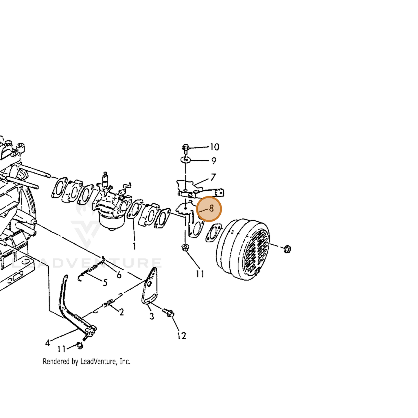 ECHO part Y16087066330 — IPL diagram snippet (6x zoom, amber highlight)